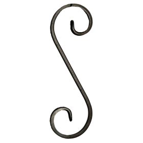   Gépi megmunkálású S-elem, kovácsoltvas alkatrész/kerítés-/ablakrácselem, 25cm (12x6mm)