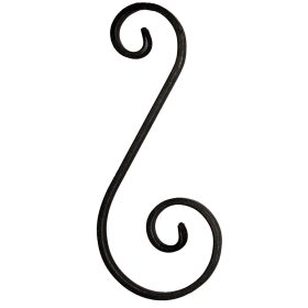   Gépi megmunkálású S-elem, kovácsoltvas alkatrész/kerítés-/ablakrácselem, 33cm (12x6mm)