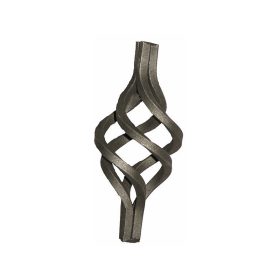   Gépi Megmunkálású Pálcadísz, Kosárformájú, 10x10mm-es négyzetacél kerítéshez, 110mm magas, közbenső dísz