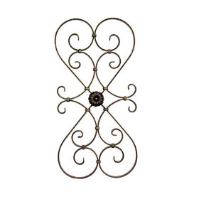   Kovácsoltvas Középdísz, barokk kerítés-/ablakrácsdísz, nagyméretű díszítőelem, 900x450mm