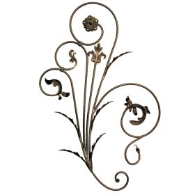   Kovácsoltvas Díszítőelem, barokk kerítés-/ablakrácsdísz, nagyméretű, 1140x700mm