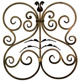  Kovácsoltvas Középdísz, barokk kerítés-/ablakrácsdísz, díszítőelem, 700x670mm