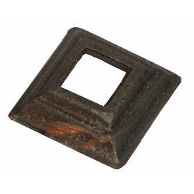   Rozetta tartó Kovácsoltvas lemezkupak, Szögletes talpú, 20x20mm oszloptakaró, zárt szelvények takarásához