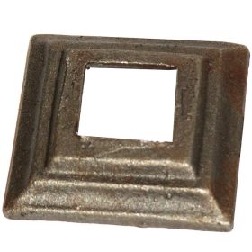   Rozetta tartó Kovácsoltvas lemezkupak, Szögletes talpú, 30x30mm oszloptakaró, zárt szelvények takarásához