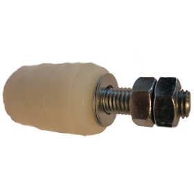   Oldalsó Vezető Görgő, Ø40x60mm-es fehér görgővel, 103mm hosszú, M14-es, réz bevonatú menettel