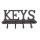 Öntöttvas Fogas, 'KEYS' feliratú, kabát, kulcs, póráz akasztó, Vintage hangulatú dizájnnal, fekete